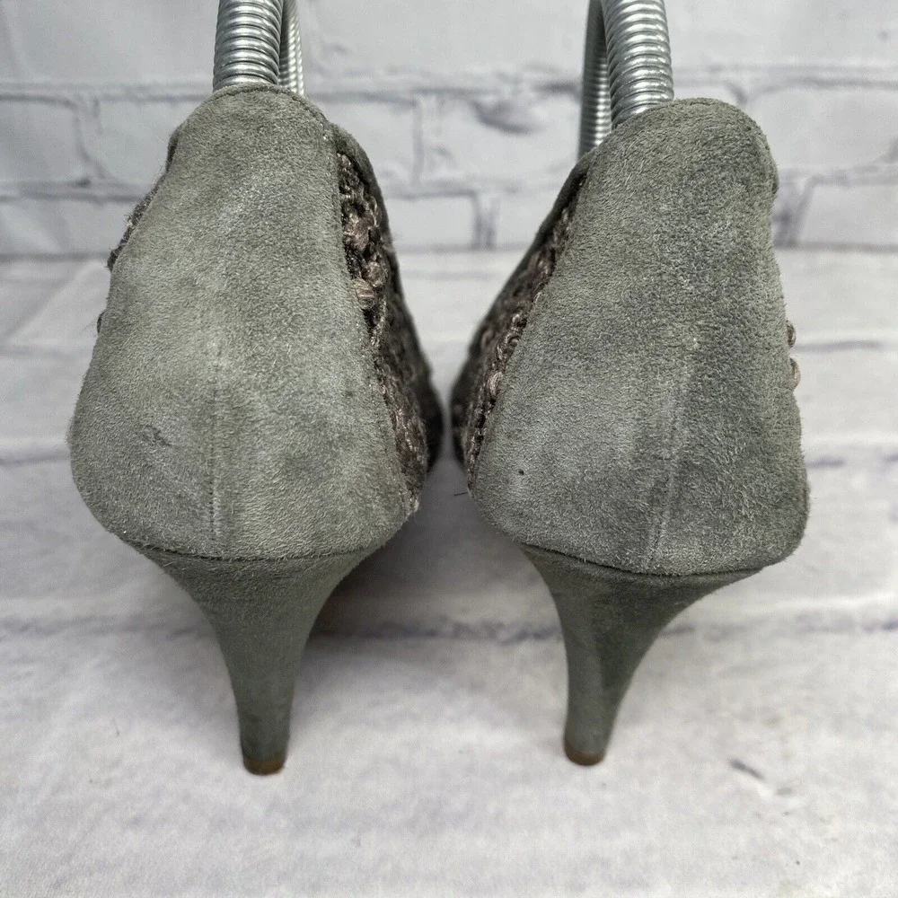 Latitude Femme Italy Pumps Women Size 40 US 9 Gray Suede Crochet Mesh 3